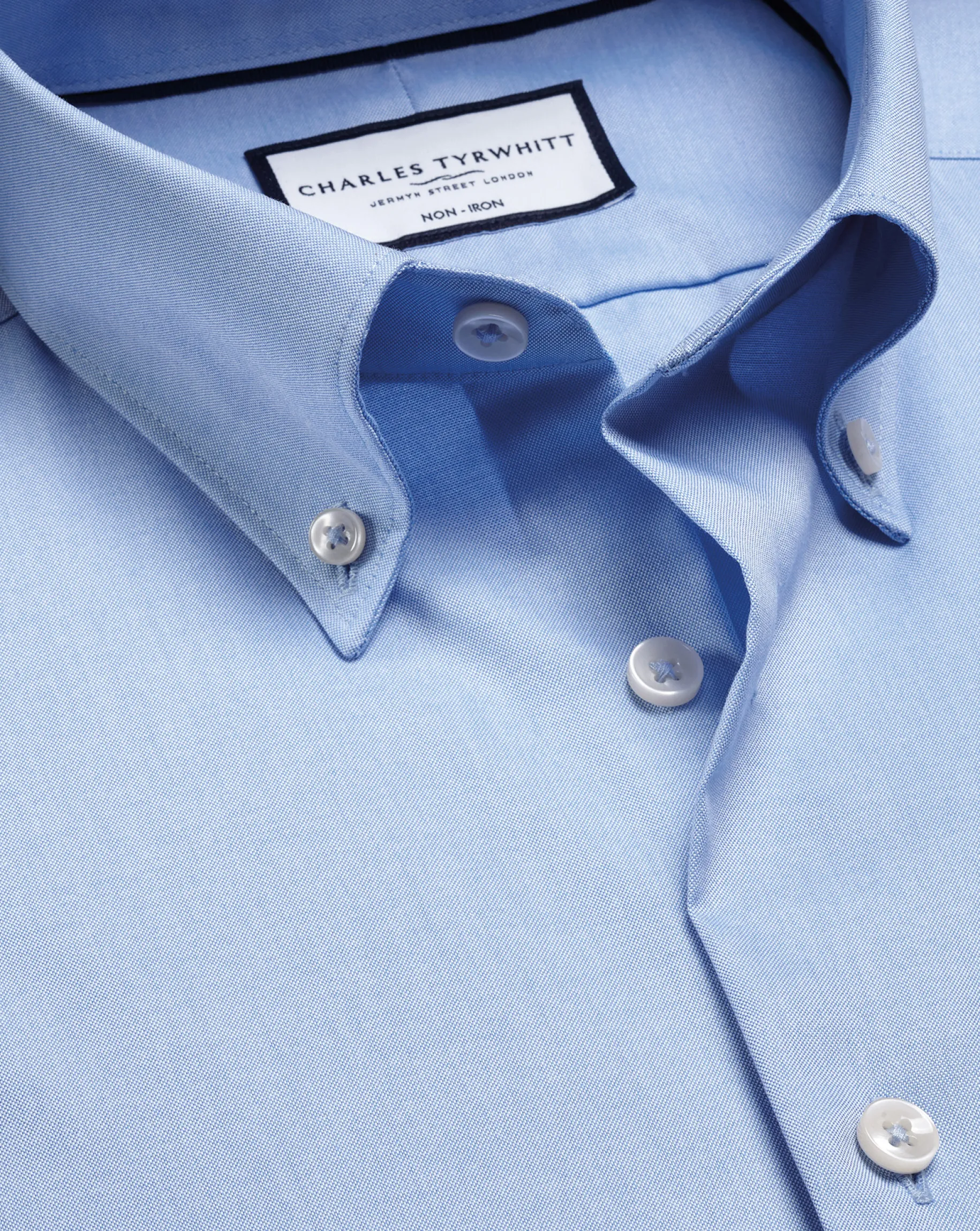Business Casual Shirts|Dress Shirts<Charles Tyrwhitt Button-Down Collar Non-Iron Shirt - Blue Sky