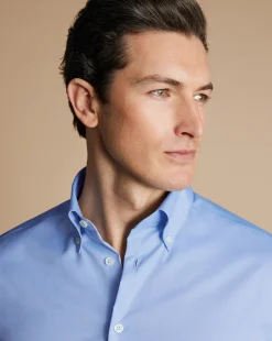 Business Casual Shirts|Dress Shirts<Charles Tyrwhitt Button-Down Collar Non-Iron Shirt - Blue Sky