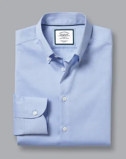 Business Casual Shirts|Dress Shirts<Charles Tyrwhitt Button-Down Collar Non-Iron Shirt - Blue Sky
