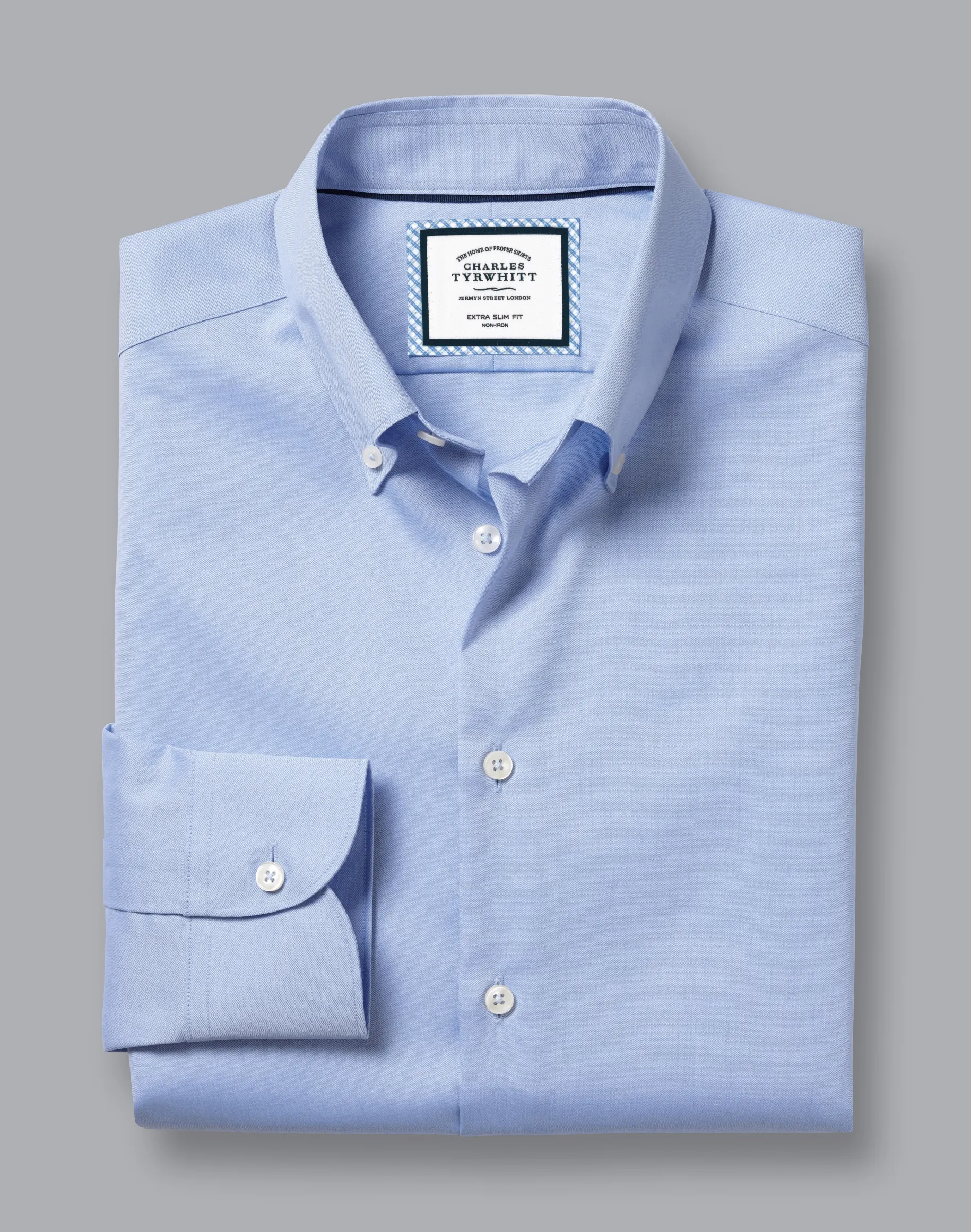 Business Casual Shirts|Dress Shirts<Charles Tyrwhitt Button-Down Collar Non-Iron Shirt - Blue Sky