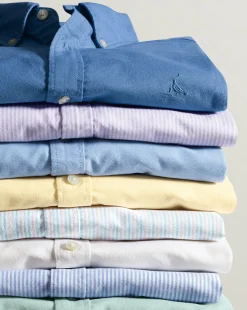 Casual Shirts|Blue Shirts<Charles Tyrwhitt Button-Down Collar Washed Oxford Stripe Shirt - Ocean Blue