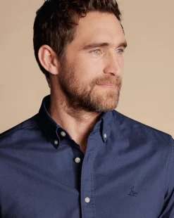 Casual Shirts|Blue Shirts<Charles Tyrwhitt Button-Down Collar Washed Oxford Plain Shirt - Heather Blue