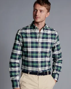 Shirt Sale|Casual Shirts<Charles Tyrwhitt Button-Down Collar Washed Oxford Check Shirt - Teal Green