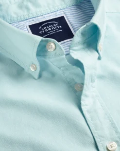 Shirt Sale|Casual Shirts<Charles Tyrwhitt Button-Down Collar Washed Oxford Shirt - Green Aqua