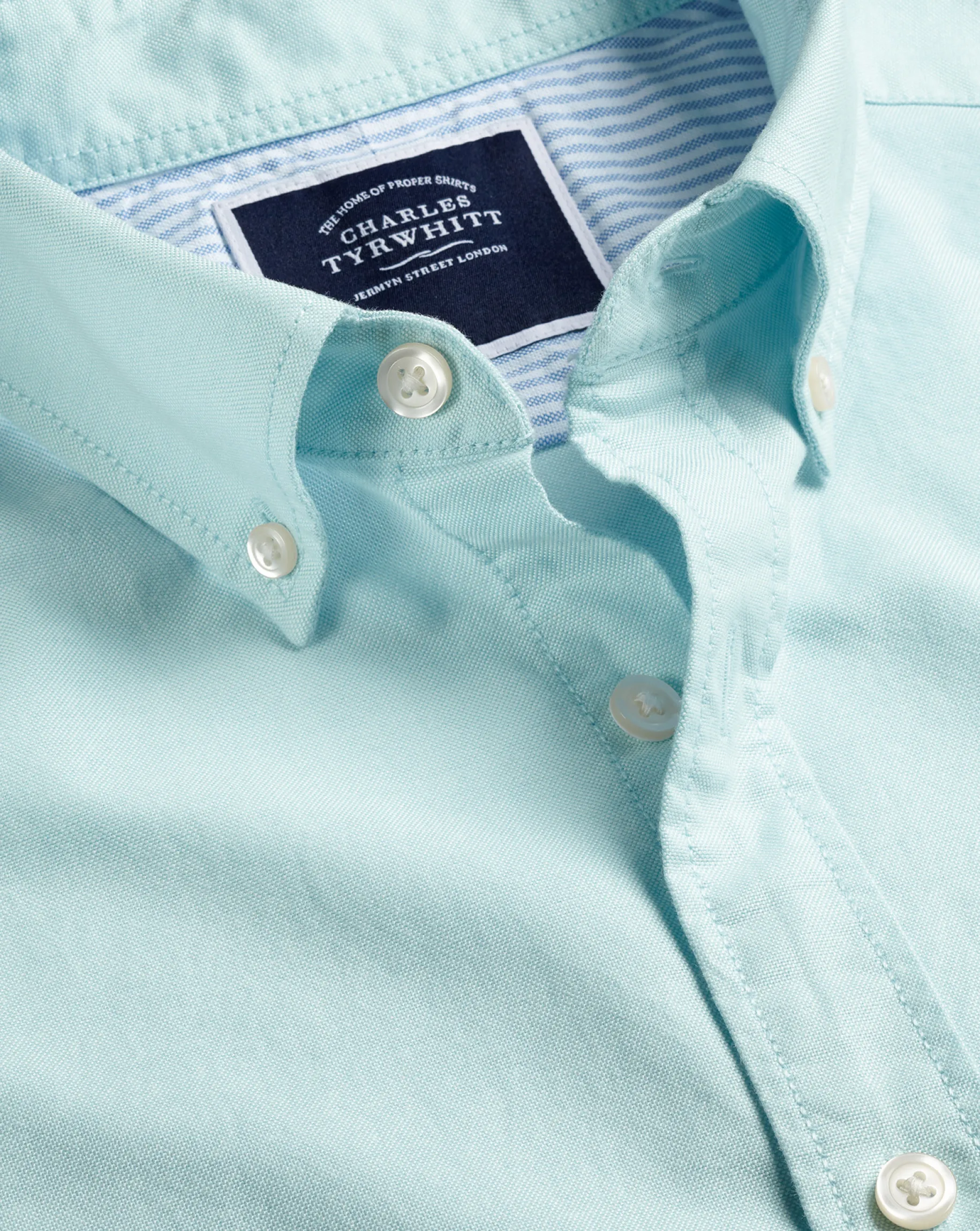 Shirt Sale|Casual Shirts<Charles Tyrwhitt Button-Down Collar Washed Oxford Shirt - Green Aqua