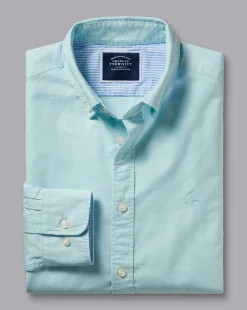 Shirt Sale|Casual Shirts<Charles Tyrwhitt Button-Down Collar Washed Oxford Shirt - Green Aqua