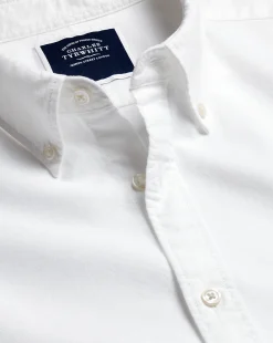 Casual Shirts|White Shirts<Charles Tyrwhitt Button-Down Collar Washed Oxford Shirt - White