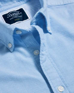 Casual Shirts|Blue Shirts<Charles Tyrwhitt Button-Down Collar Washed Oxford Shirt - Blue Sky