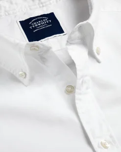 Casual Shirts|17"<Charles Tyrwhitt Button-Down Collar Washed Fine Twill Shirt - White