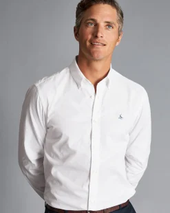 Casual Shirts|17"<Charles Tyrwhitt Button-Down Collar Washed Fine Twill Shirt - White