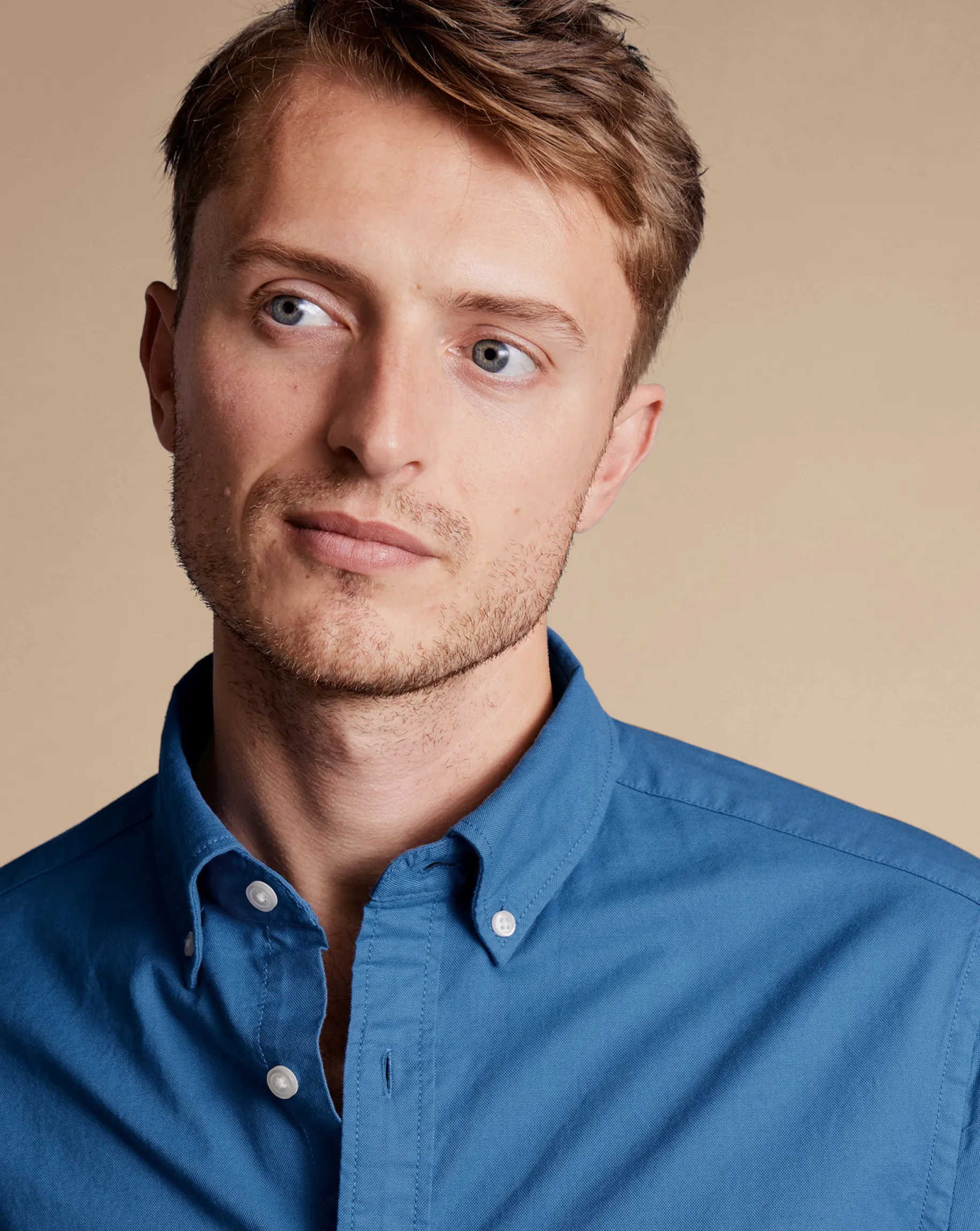 Short Sleeve Shirts|Casual Shirts<Charles Tyrwhitt Button-Down Collar Washed Oxford Short Sleeve Shirt - Ocean Blue