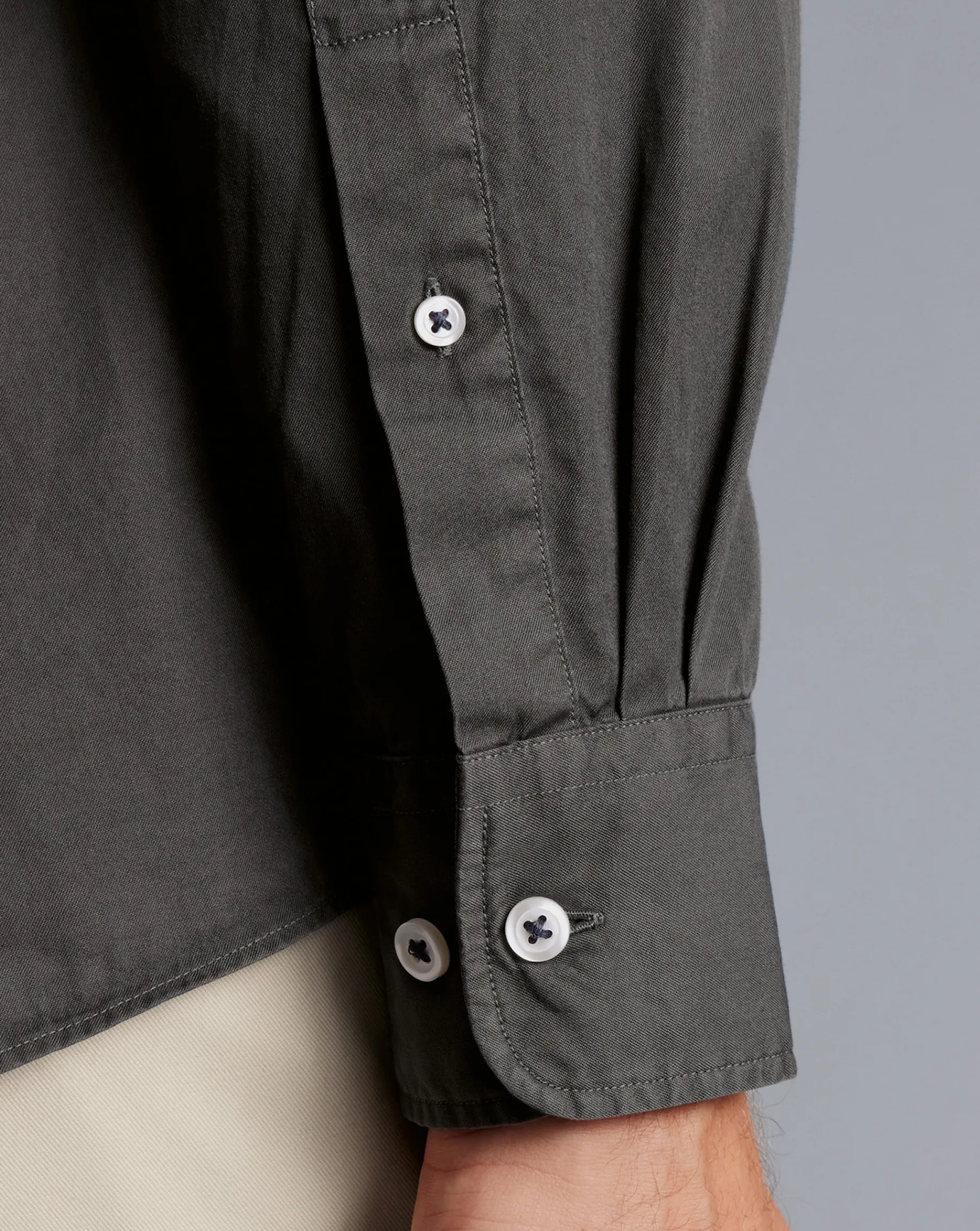 Shirt Sale|Casual Shirts<Charles Tyrwhitt Button-Down Collar Washed Fine Twill Shirt - Grey Charcoal