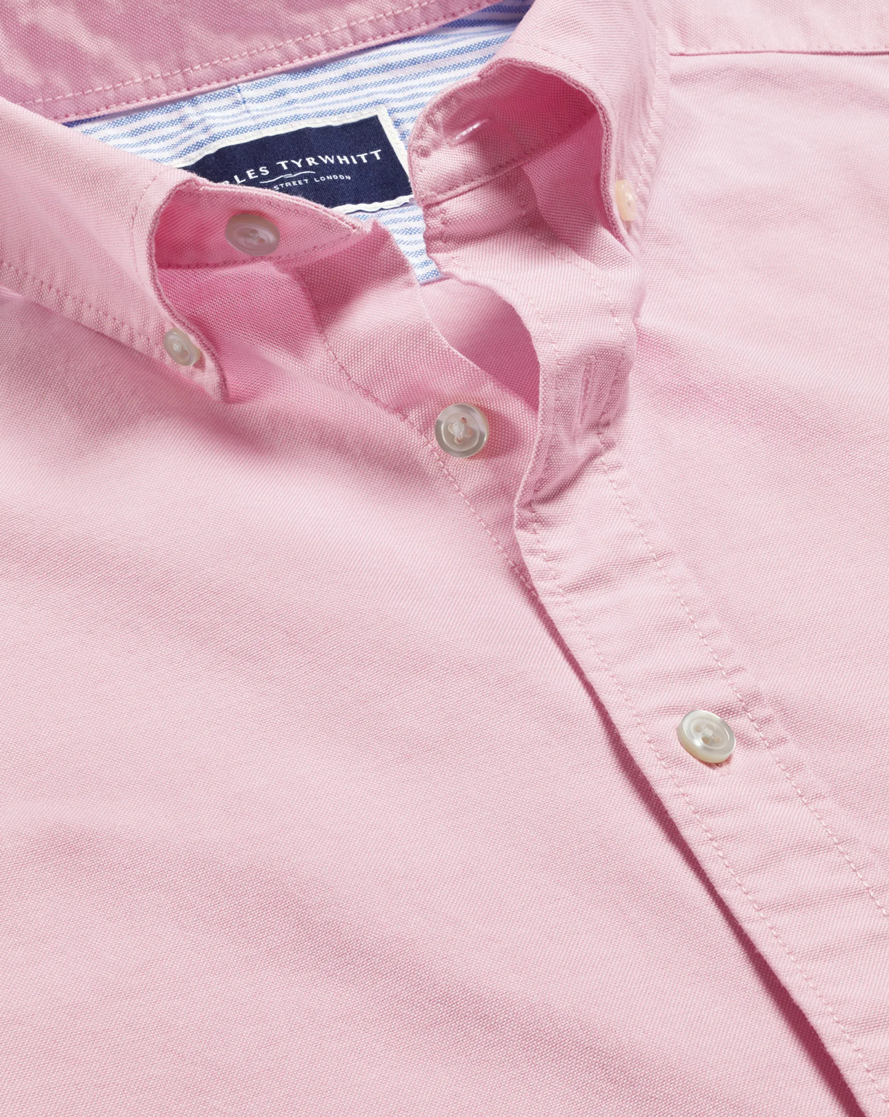 Casual Shirts|Pink Shirts<Charles Tyrwhitt Button-Down Collar Washed Oxford Plain Shirt - Pink