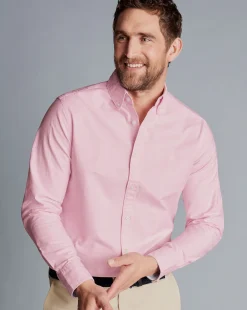 Casual Shirts|Pink Shirts<Charles Tyrwhitt Button-Down Collar Washed Oxford Plain Shirt - Pink
