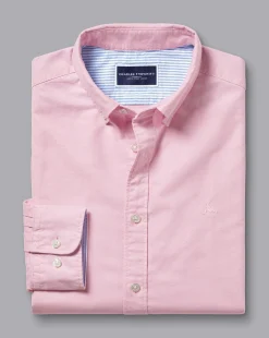 Casual Shirts|Pink Shirts<Charles Tyrwhitt Button-Down Collar Washed Oxford Plain Shirt - Pink