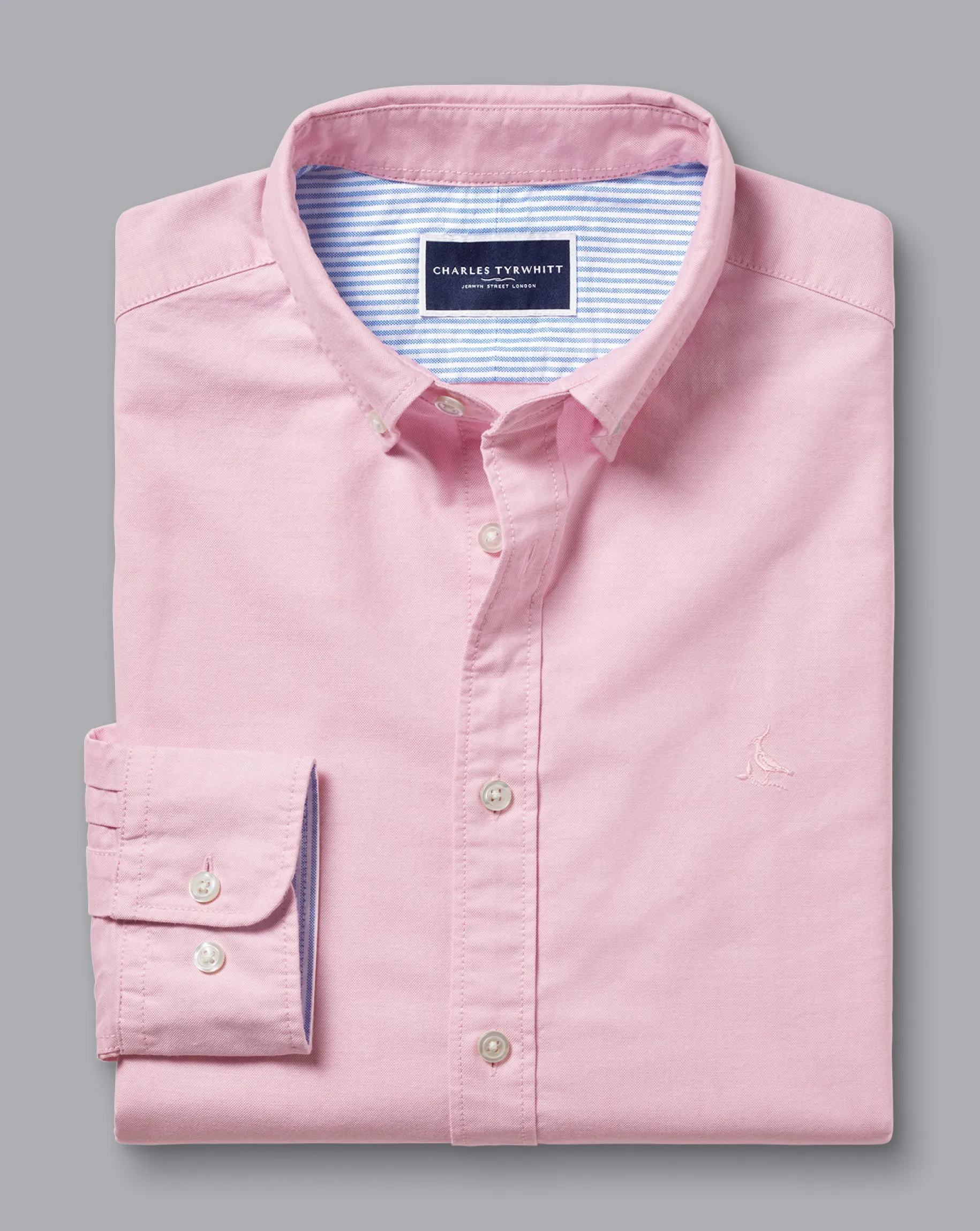 Casual Shirts|Pink Shirts<Charles Tyrwhitt Button-Down Collar Washed Oxford Plain Shirt - Pink