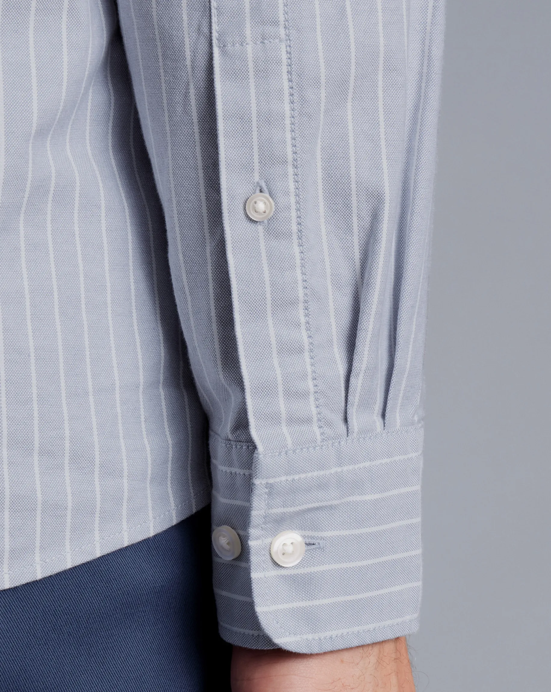 Shirt Sale|Casual Shirts<Charles Tyrwhitt Button-Down Collar Washed Oxford Butchers Stripe Shirt - Steel Blue