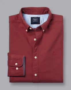 Shirt Sale|Casual Shirts<Charles Tyrwhitt Button-Down Collar Washed Oxford Shirt - Maroon Red