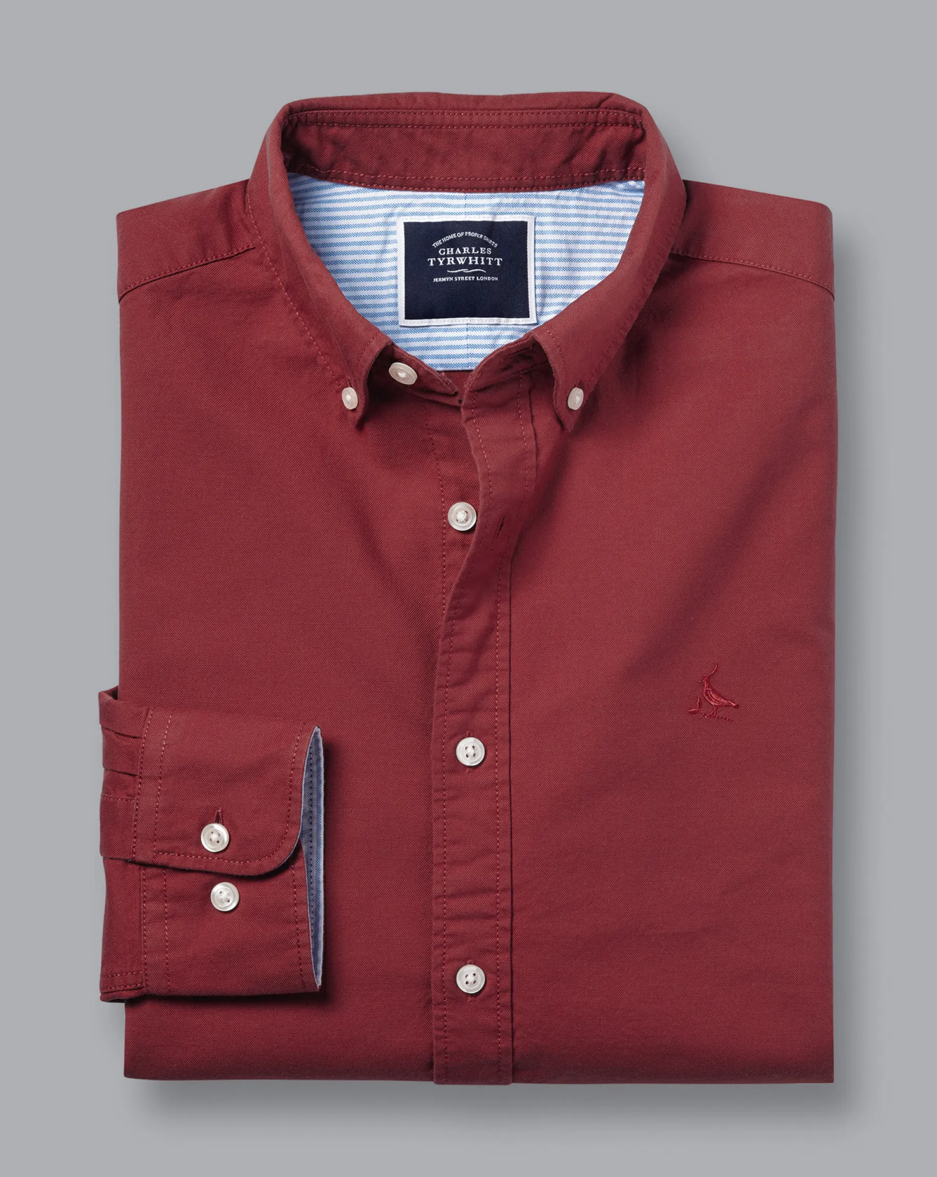 Shirt Sale|Casual Shirts<Charles Tyrwhitt Button-Down Collar Washed Oxford Shirt - Maroon Red