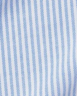 Short Sleeve Shirts|Casual Shirts<Charles Tyrwhitt Button-Down Collar Washed Oxford Stripe Short Sleeve Shirt - Ocean Blue