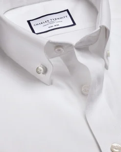 Dress Shirts|White Shirts<Charles Tyrwhitt Button-Down Non-Iron Twill Shirt - White