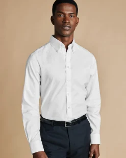 Dress Shirts|White Shirts<Charles Tyrwhitt Button-Down Non-Iron Twill Shirt - White
