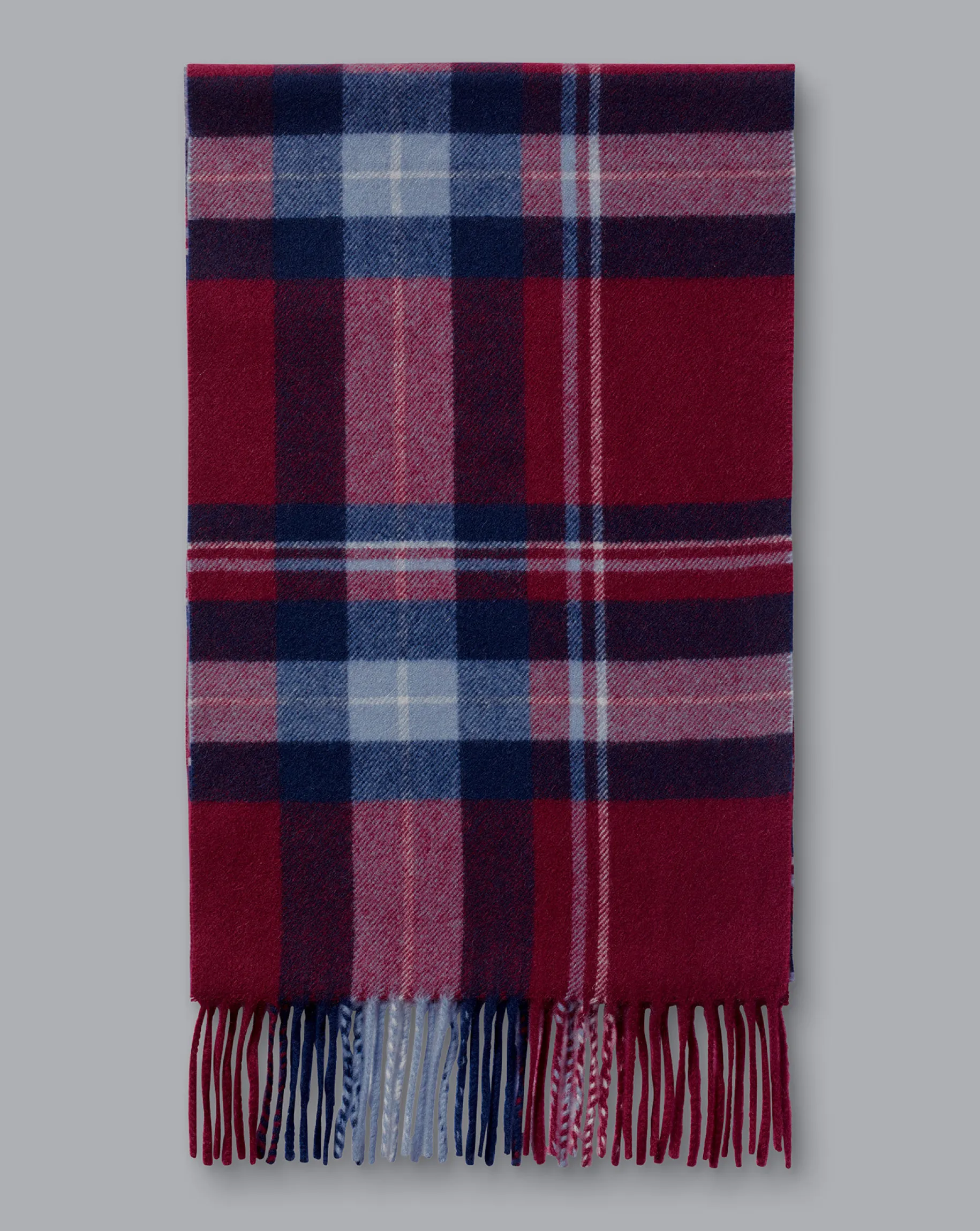 Gloves & Scarves<Charles Tyrwhitt Cashmere Check Scarf - Dark Red