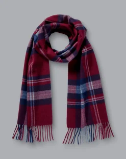 Gloves & Scarves<Charles Tyrwhitt Cashmere Check Scarf - Dark Red