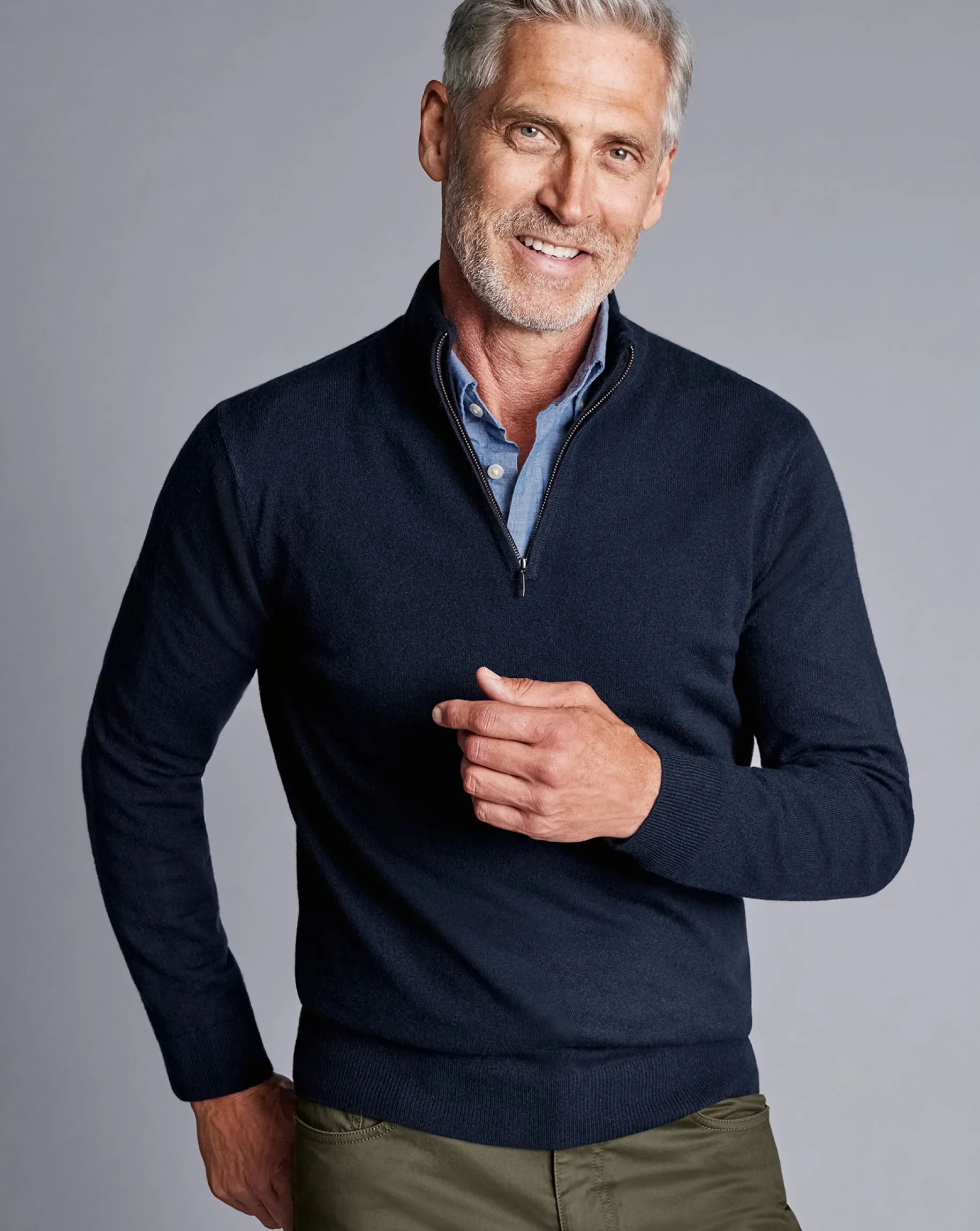 Quarter Zip Sweaters|Sweaters<Charles Tyrwhitt Cashmere Quarter Zip Sweater - Navy