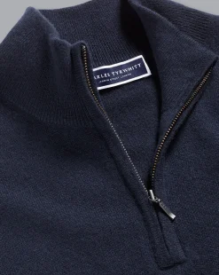 Quarter Zip Sweaters|Sweaters<Charles Tyrwhitt Cashmere Quarter Zip Sweater - Navy