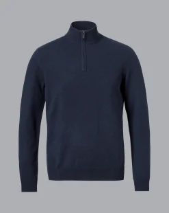 Quarter Zip Sweaters|Sweaters<Charles Tyrwhitt Cashmere Quarter Zip Sweater - Navy