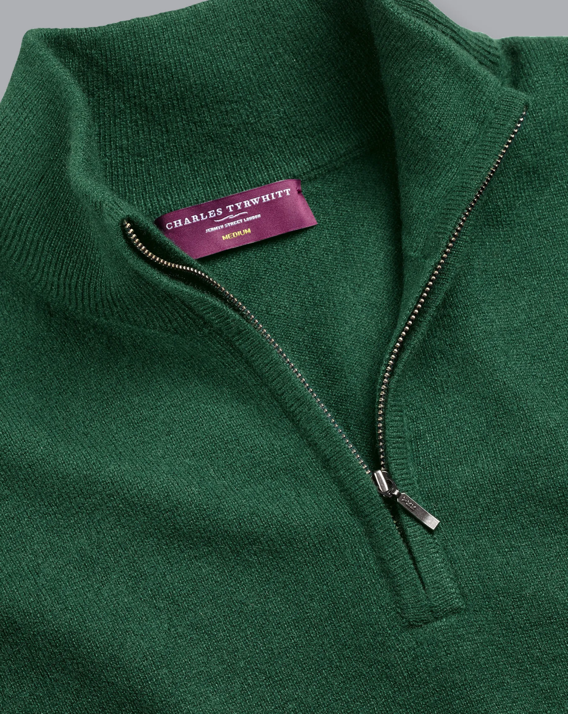 Quarter Zip Sweaters|Sweaters<Charles Tyrwhitt Cashmere Quarter Zip Sweater - Dark Green