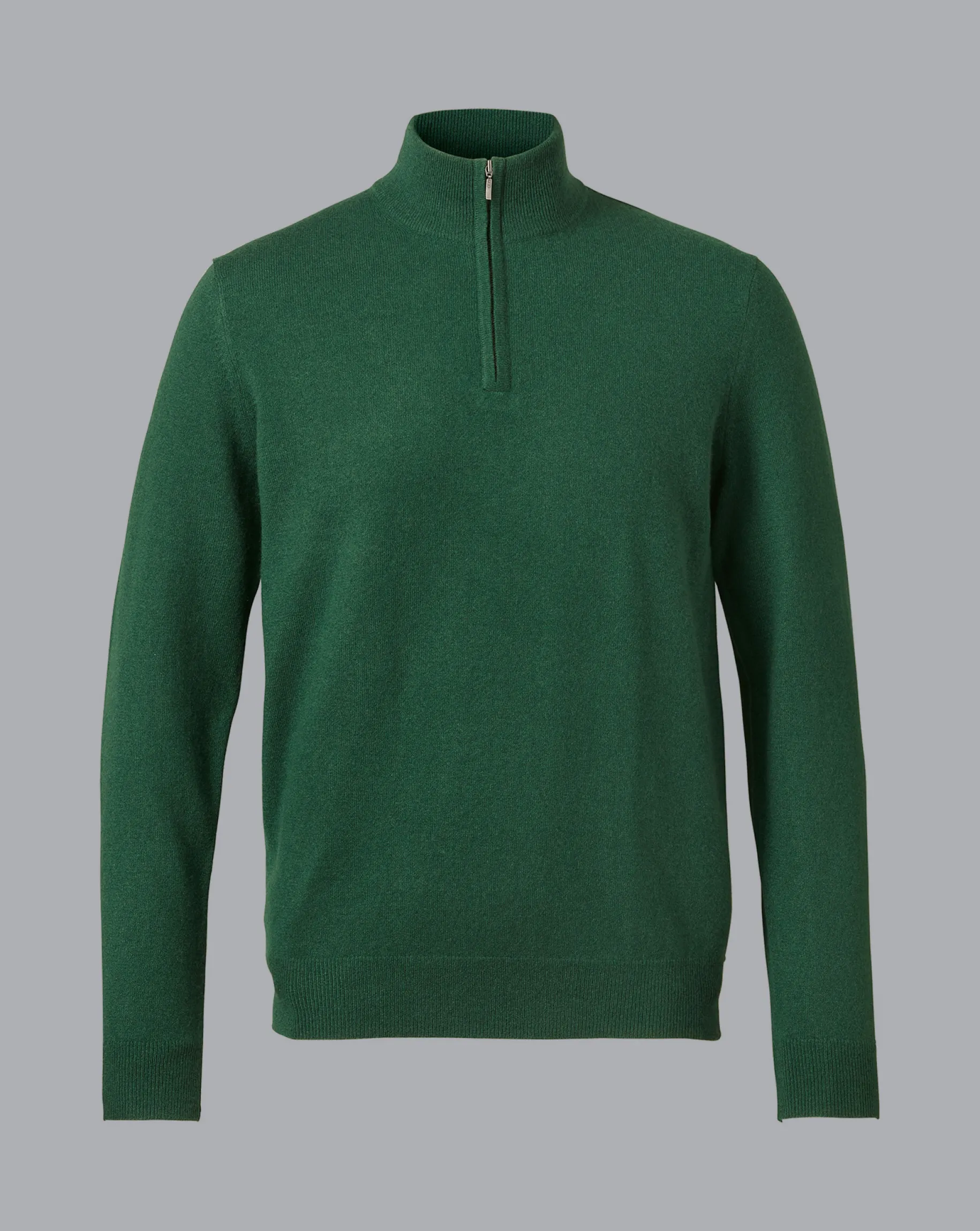 Quarter Zip Sweaters|Sweaters<Charles Tyrwhitt Cashmere Quarter Zip Sweater - Dark Green