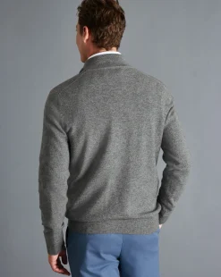 Seasonal Looks|Quarter Zip Sweaters<Charles Tyrwhitt Cashmere Quarter Zip Sweater - Grey