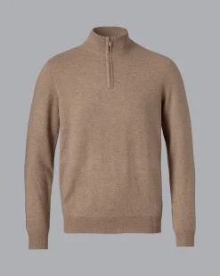 Quarter Zip Sweaters|Sweaters<Charles Tyrwhitt Cashmere Quarter Zip Sweater - Oatmeal