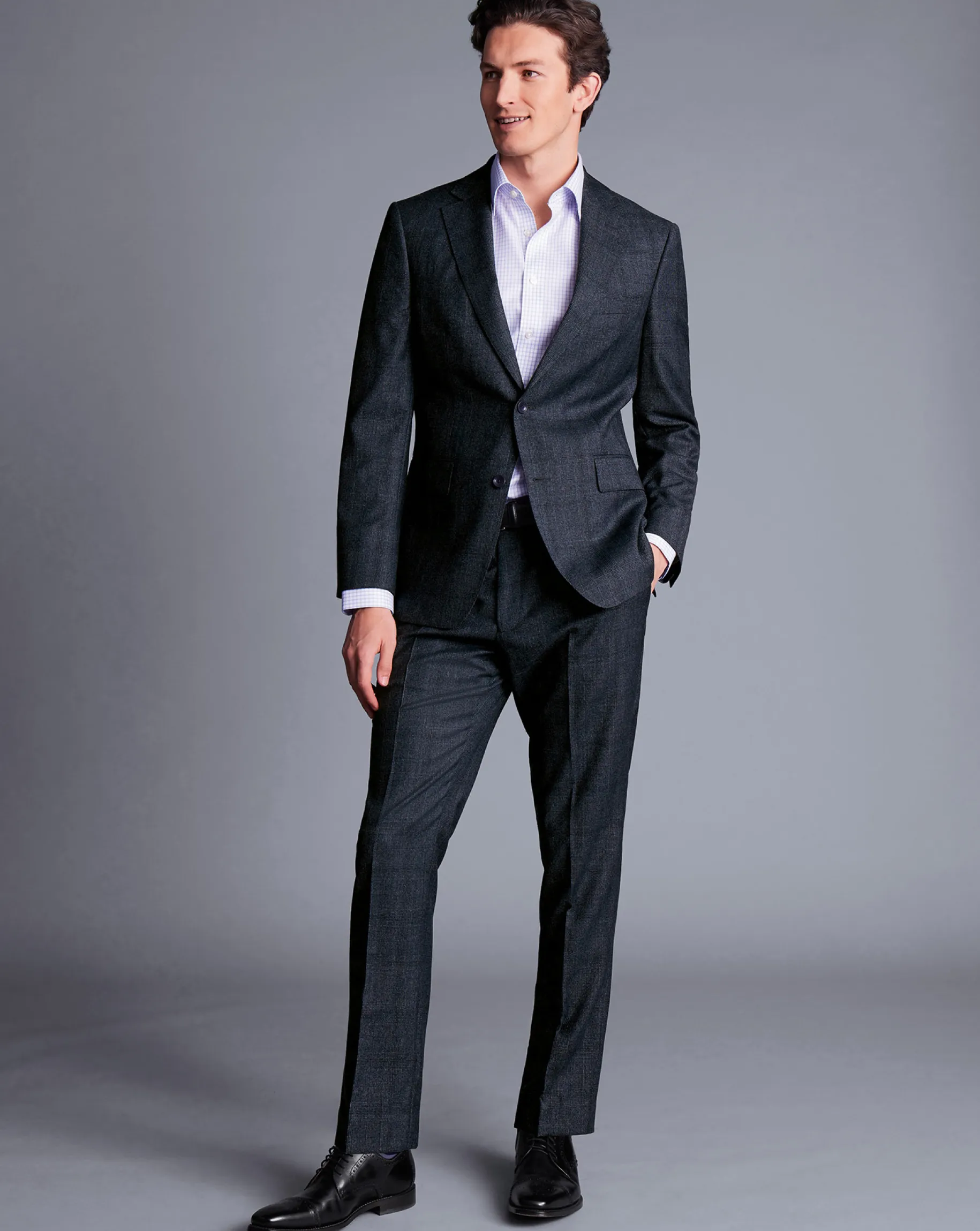 Suit Pants|Pants & Shorts<Charles Tyrwhitt Check Suit Pants - Denim Blue