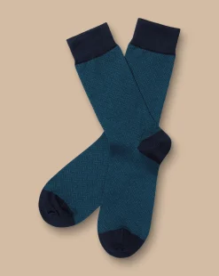 Socks<Charles Tyrwhitt Chevron Socks - Atlantic Green