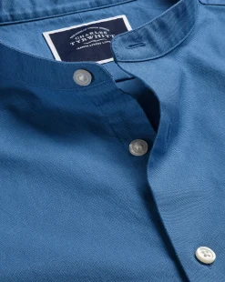 Shirt Sale|Casual Shirts<Charles Tyrwhitt Collarless Washed Oxford Shirt - Ocean Blue