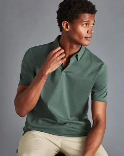 Shirt Sale|Polos<Charles Tyrwhitt Combed Cotton Polo - Green Teal