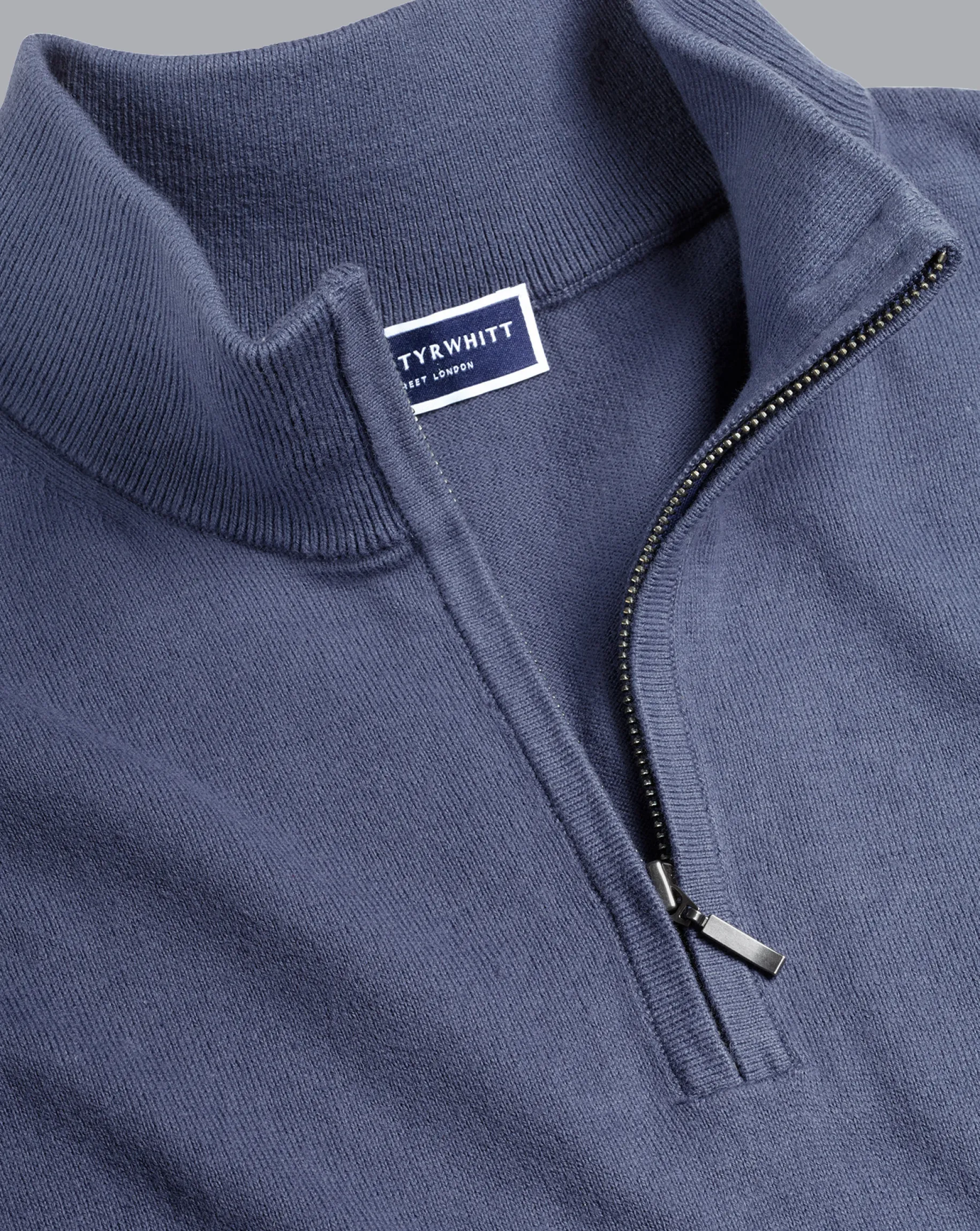 Golf Collection|Sweaters<Charles Tyrwhitt Combed Cotton Quarter Zip Sweater - Heather Blue