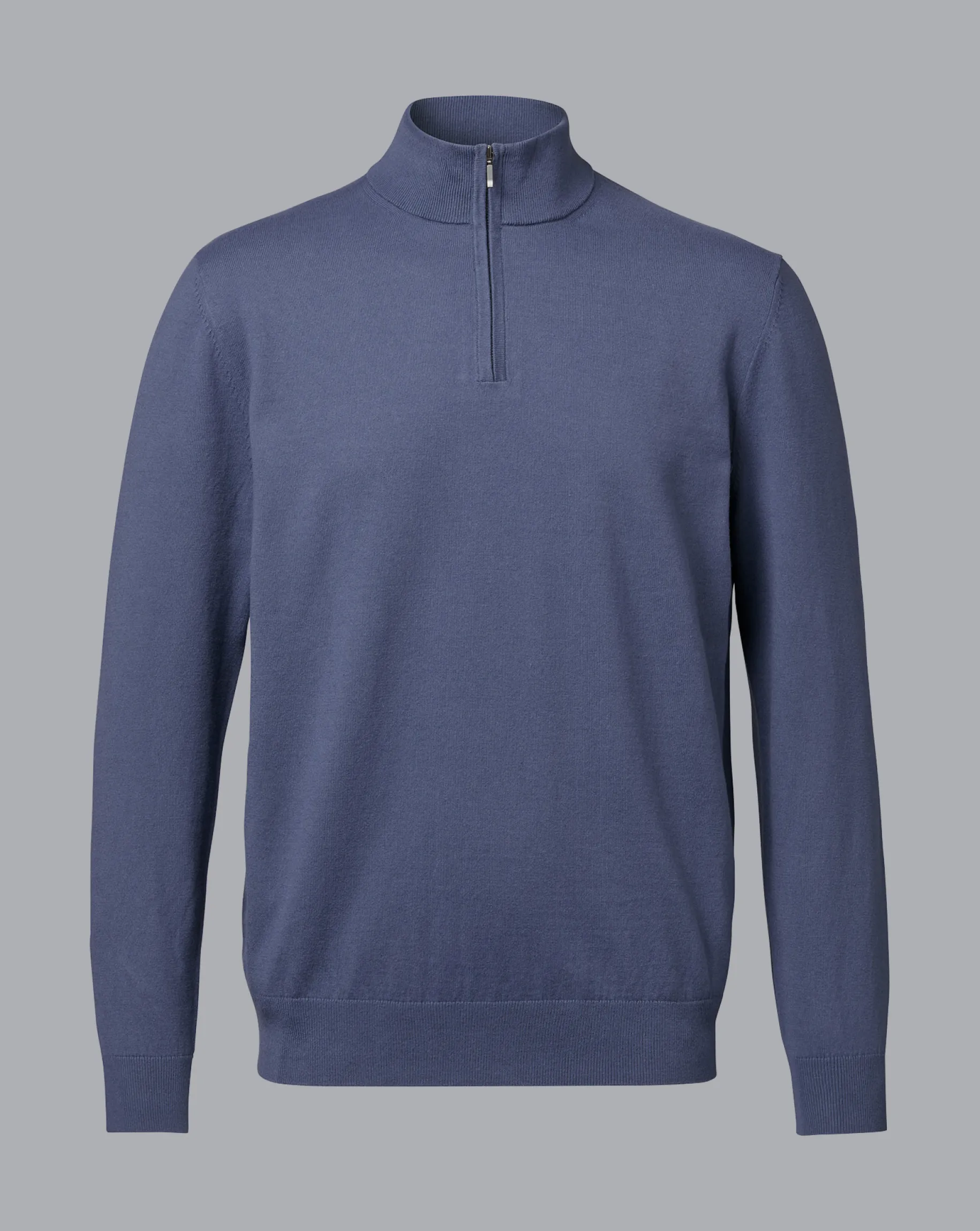 Golf Collection|Sweaters<Charles Tyrwhitt Combed Cotton Quarter Zip Sweater - Heather Blue