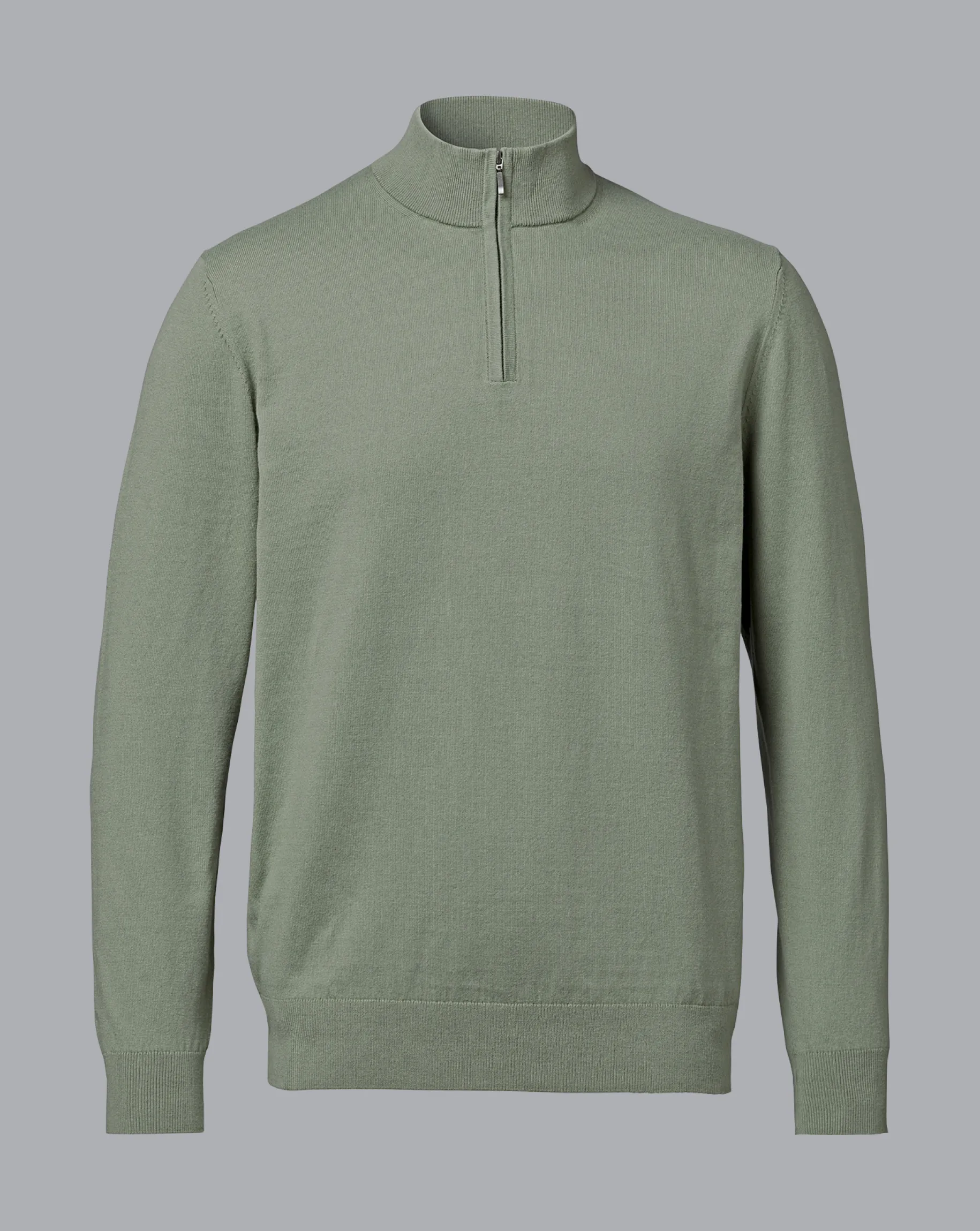 Golf Collection|Sweaters<Charles Tyrwhitt Combed Cotton Quarter Zip Sweater - Sage Green