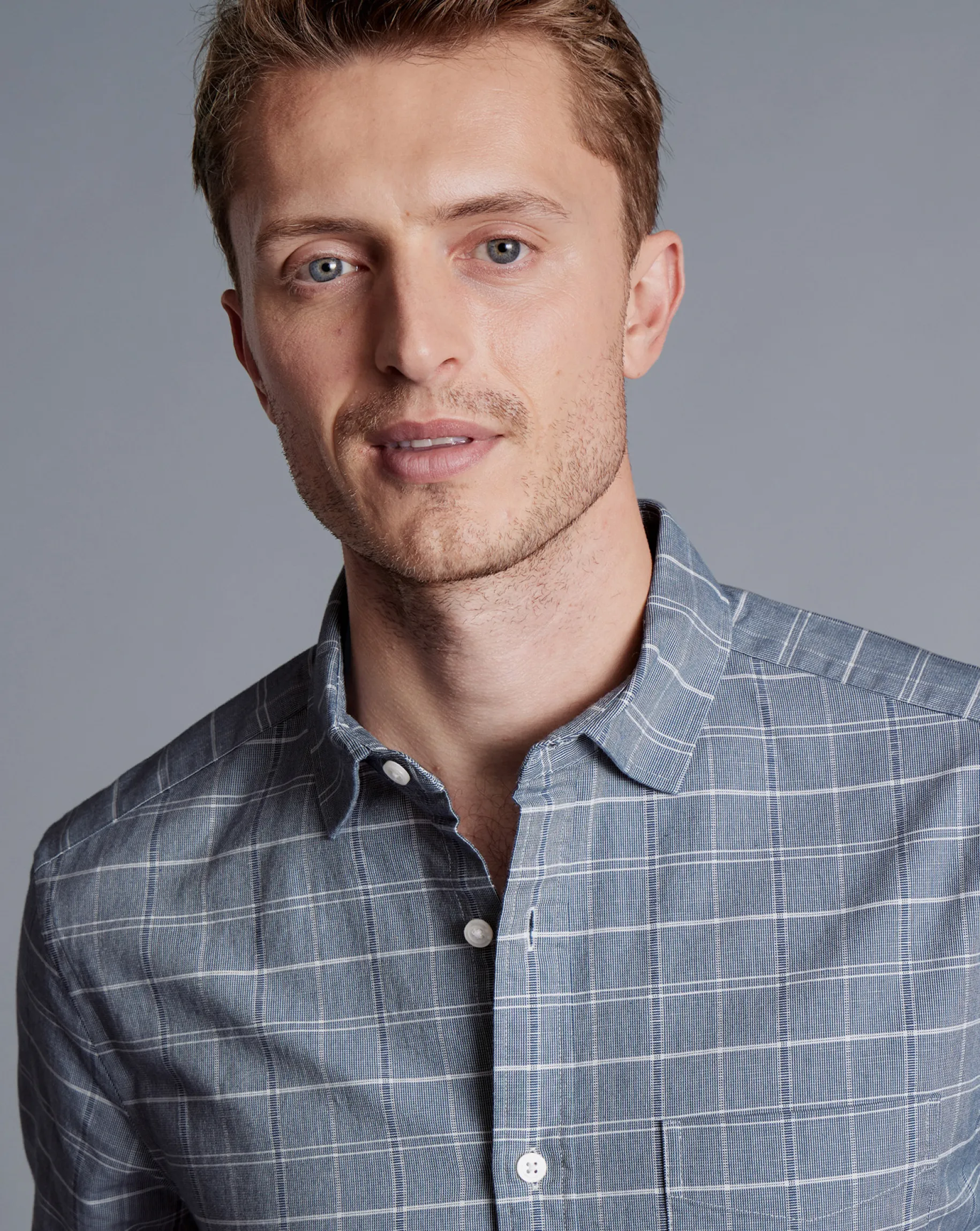 Shirt Sale|Casual Shirts<Charles Tyrwhitt Cotton Linen Check Short Sleeve Shirt - Petrol Blue