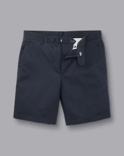 Shorts|Golf Collection<Charles Tyrwhitt Cotton Linen Shorts - Ink Blue