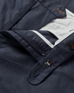 Shorts|Golf Collection<Charles Tyrwhitt Cotton Linen Shorts - Ink Blue