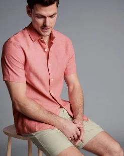 Golf Collection|Shorts<Charles Tyrwhitt Cotton Linen Shorts - Stone