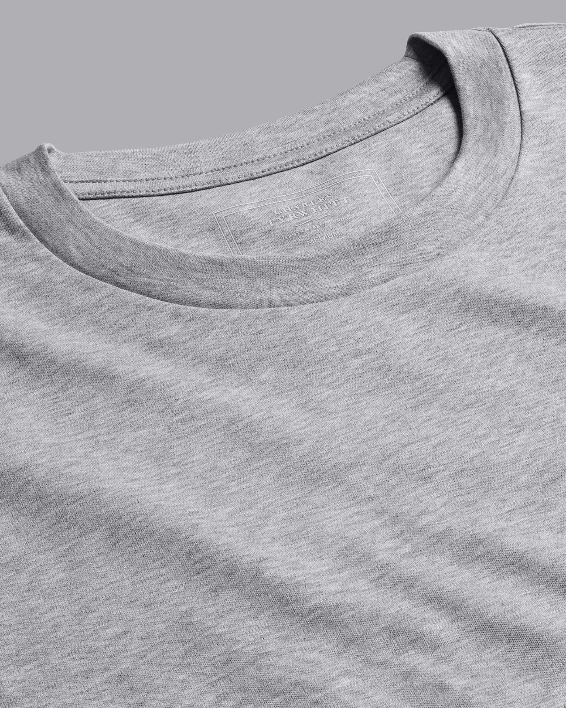 Shirt Sale|Polos<Charles Tyrwhitt Cotton Long Sleeve Tyrwhitt T-Shirt - Marl Grey