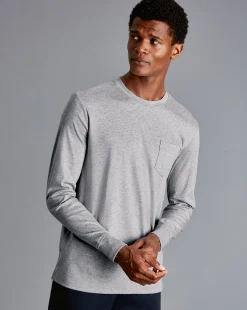 Shirt Sale|Polos<Charles Tyrwhitt Cotton Long Sleeve Tyrwhitt T-Shirt - Marl Grey
