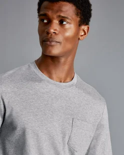 Shirt Sale|Polos<Charles Tyrwhitt Cotton Long Sleeve Tyrwhitt T-Shirt - Marl Grey
