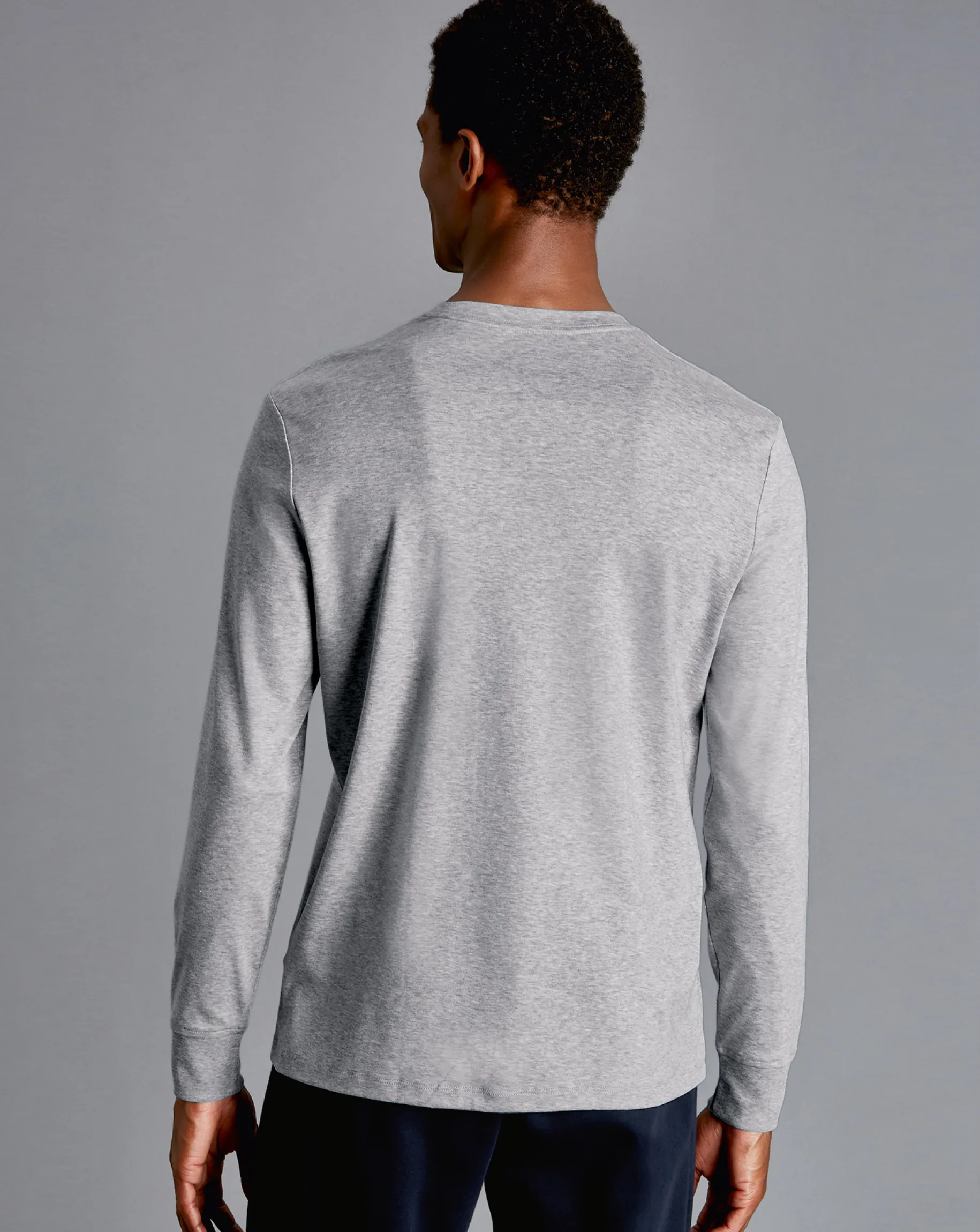 Shirt Sale|Polos<Charles Tyrwhitt Cotton Long Sleeve Tyrwhitt T-Shirt - Marl Grey